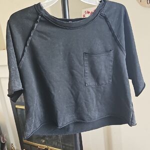 Pink Lily Black Tee with Pocket